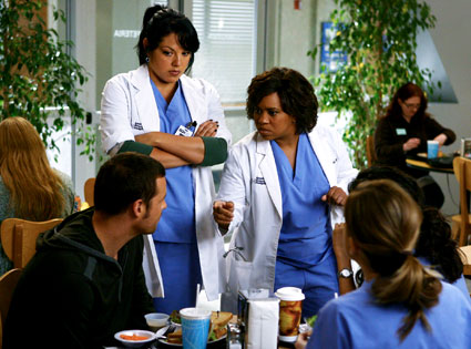 Justin Chambers, Sara Ramirez, Chandra Wilson, Ellen Pompeo, Grey's Anatomy Justin Chambers, Sara Ramirez, Chandra Wilson, Ellen Pompeo, Grey's Anatomy